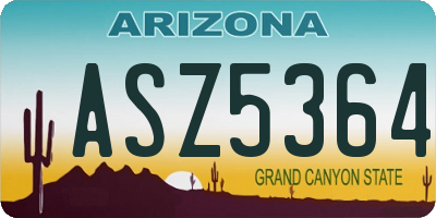 AZ license plate ASZ5364