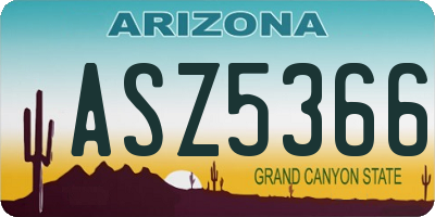 AZ license plate ASZ5366
