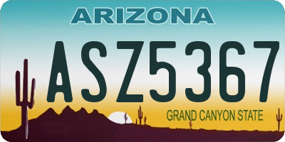 AZ license plate ASZ5367