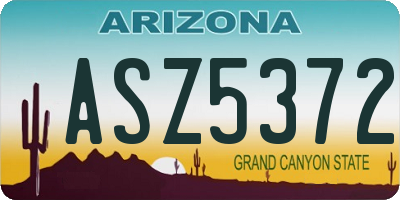 AZ license plate ASZ5372