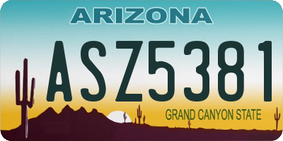 AZ license plate ASZ5381
