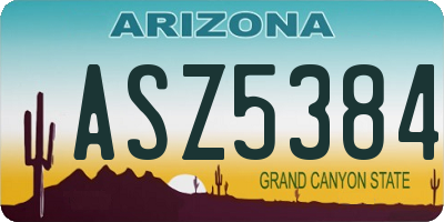 AZ license plate ASZ5384