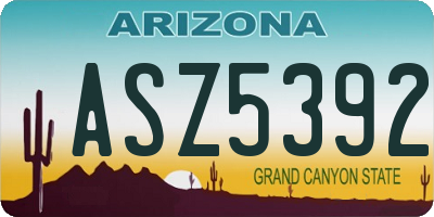 AZ license plate ASZ5392