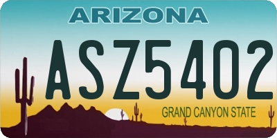 AZ license plate ASZ5402