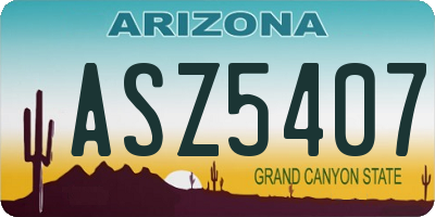 AZ license plate ASZ5407