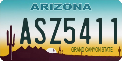 AZ license plate ASZ5411