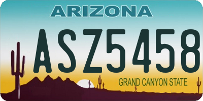 AZ license plate ASZ5458