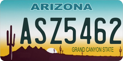 AZ license plate ASZ5462
