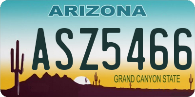 AZ license plate ASZ5466