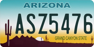 AZ license plate ASZ5476