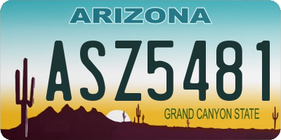 AZ license plate ASZ5481