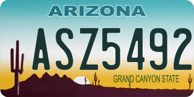 AZ license plate ASZ5492