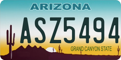 AZ license plate ASZ5494