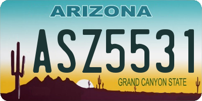 AZ license plate ASZ5531
