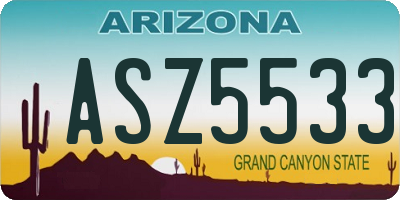 AZ license plate ASZ5533