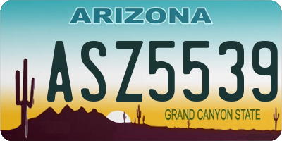 AZ license plate ASZ5539