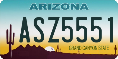 AZ license plate ASZ5551