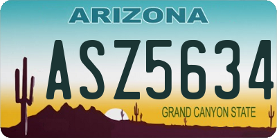 AZ license plate ASZ5634