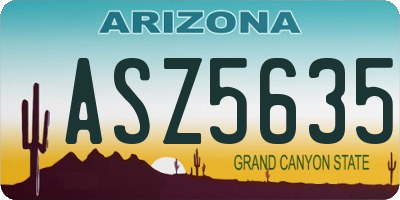 AZ license plate ASZ5635