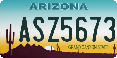 AZ license plate ASZ5673