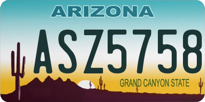 AZ license plate ASZ5758
