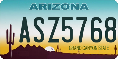AZ license plate ASZ5768