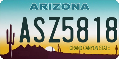 AZ license plate ASZ5818