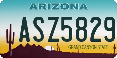 AZ license plate ASZ5829