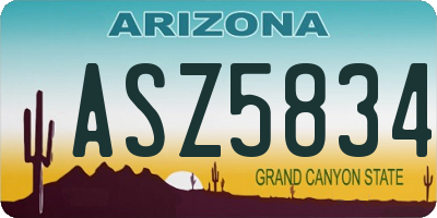 AZ license plate ASZ5834