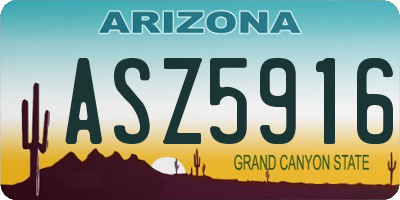 AZ license plate ASZ5916