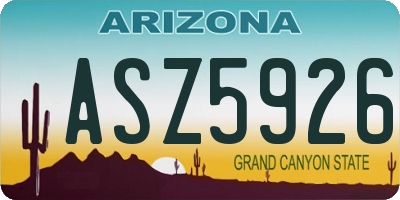AZ license plate ASZ5926