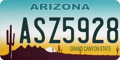 AZ license plate ASZ5928