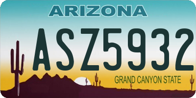 AZ license plate ASZ5932
