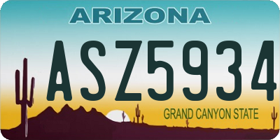 AZ license plate ASZ5934