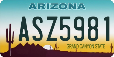 AZ license plate ASZ5981
