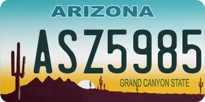 AZ license plate ASZ5985
