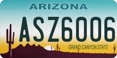 AZ license plate ASZ6006