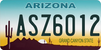 AZ license plate ASZ6012
