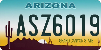 AZ license plate ASZ6019