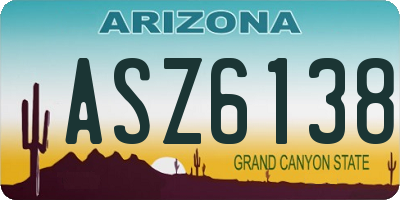 AZ license plate ASZ6138