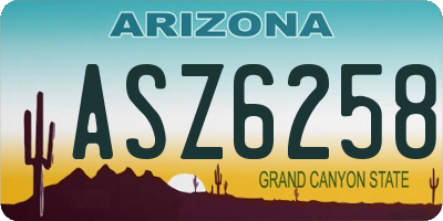 AZ license plate ASZ6258