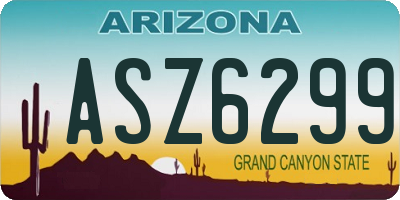 AZ license plate ASZ6299