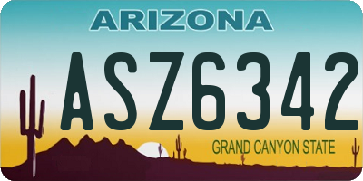 AZ license plate ASZ6342