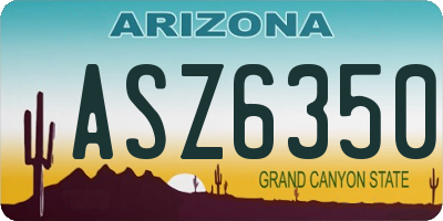 AZ license plate ASZ6350