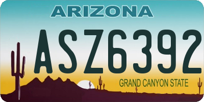 AZ license plate ASZ6392