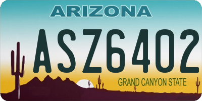 AZ license plate ASZ6402