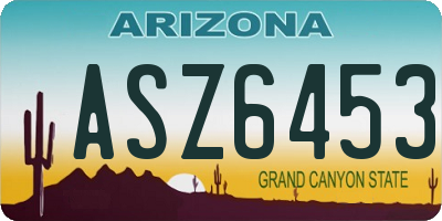 AZ license plate ASZ6453