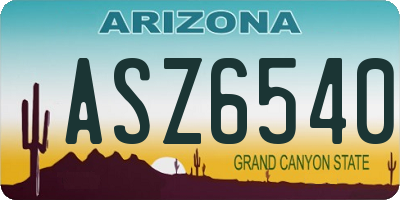AZ license plate ASZ6540