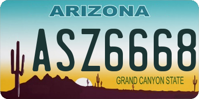 AZ license plate ASZ6668