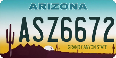 AZ license plate ASZ6672